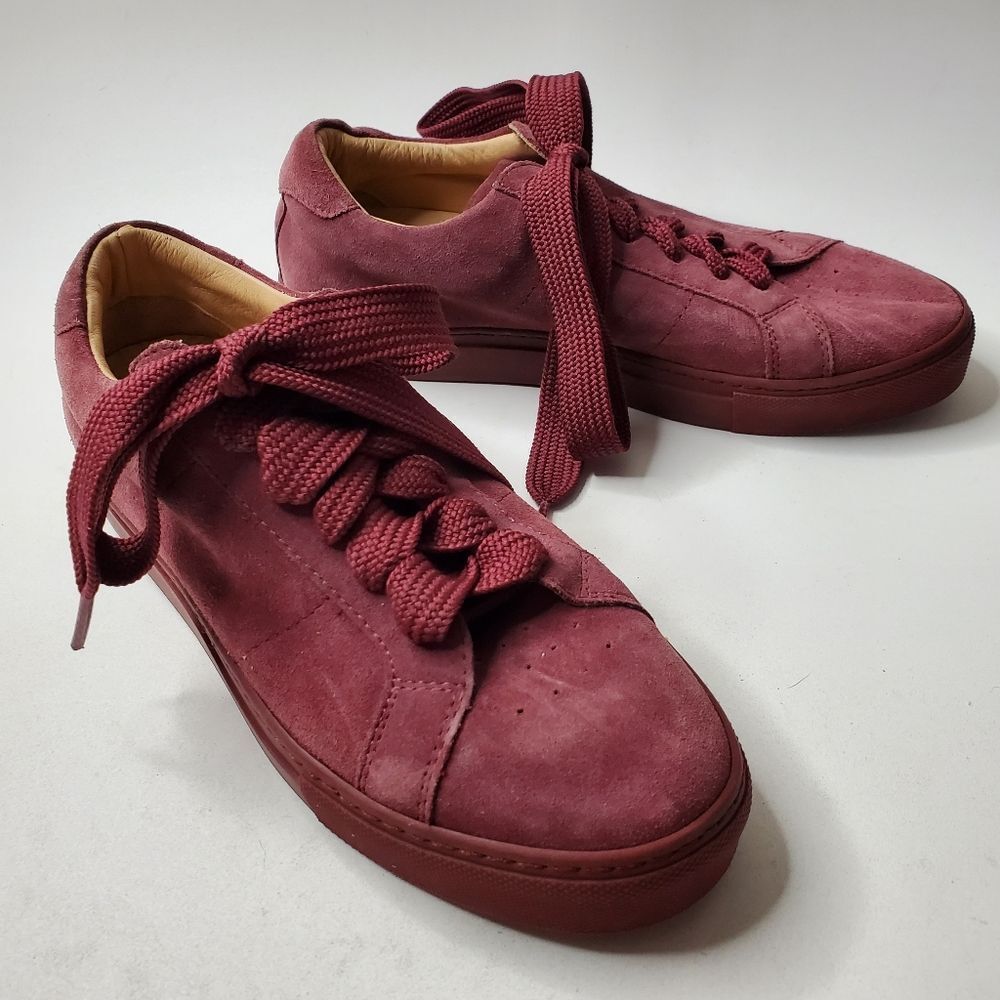 GREATS Dark Red Mono Burgundy Handmade Royale Leather Sneakers Shoes Size 9
